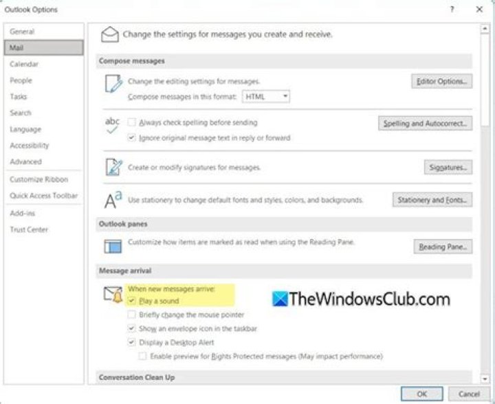 Can you change the email sound on Outlook?