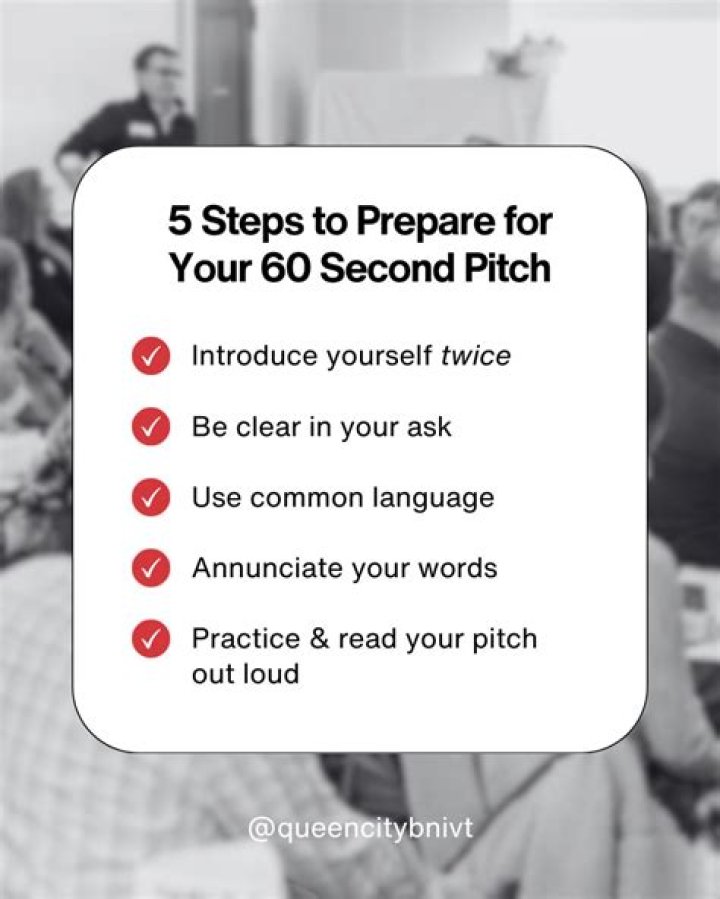 What should a 60 second pitch say?